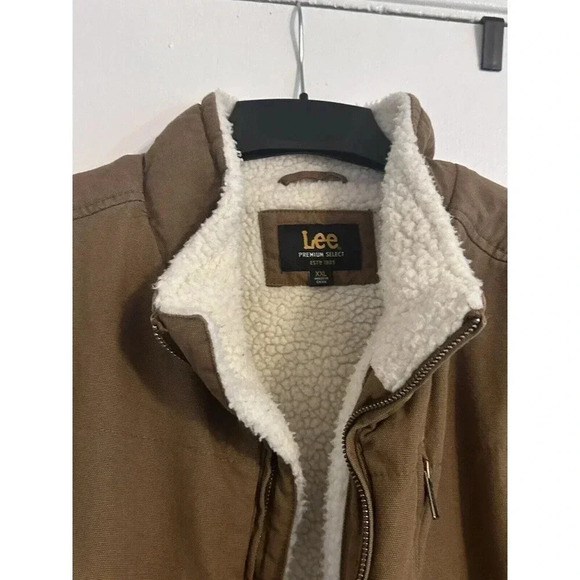 TAN LEE MEN'S SHERPA LINED CANVAS VEST XXL FLEECE WORKWEAR - Picture 5 of 11